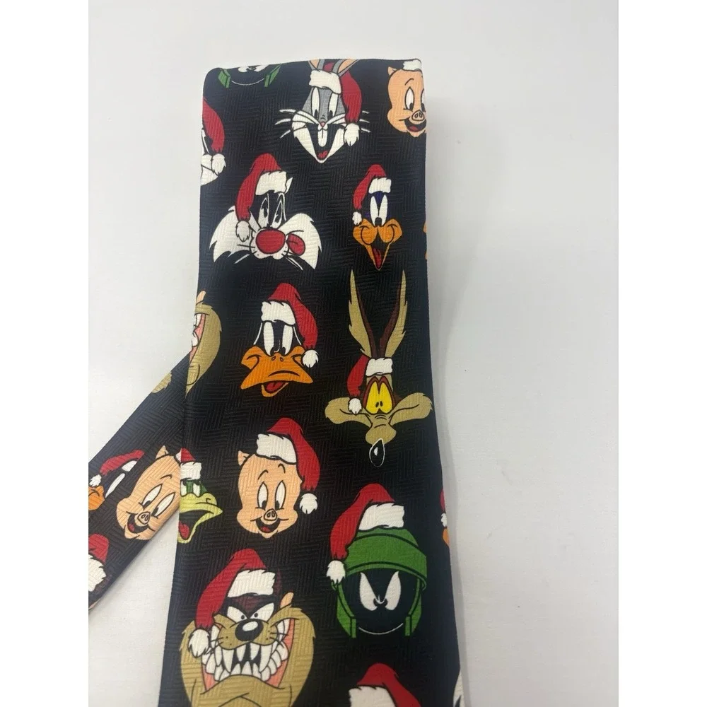 Vintage Necktie Looney Tunes 1997 Christmas Cartoon Bugs Daffy Tweety Taz
